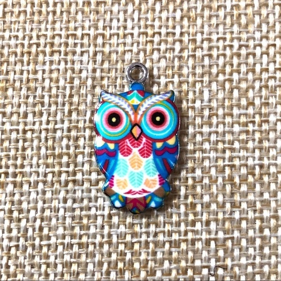 🔴 5 for $10 ONE Bright Owl Pendant Zinc Alloy Enamel - Picture 2 of 8